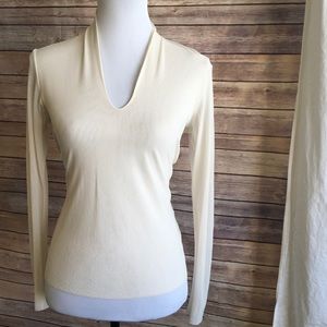 NWT Petit Pois Cream Mesh High Neck Top Size L